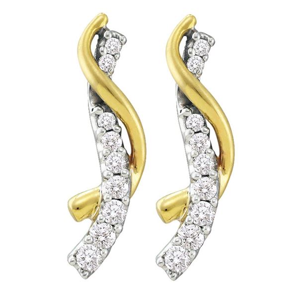 Round Diamond Journey Earrings 1/2 Cttw 14KT Yellow Gold