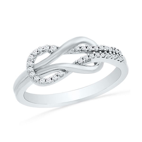 Round Diamond Double Lasso Infinity Ring 1/6 Cttw 10KT White Gold