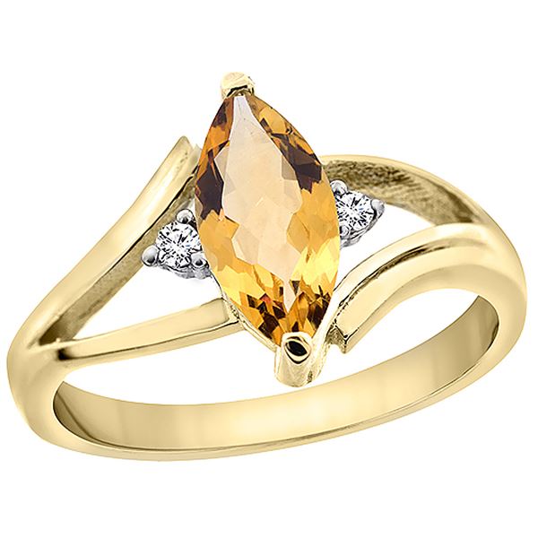 1.04 CTW Citrine & Diamond Ring 14K Yellow Gold - REF-31M2A