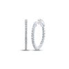 Image 1 : Round Inside Outside Diamond Hoop Earrings 1 Cttw 10KT White Gold