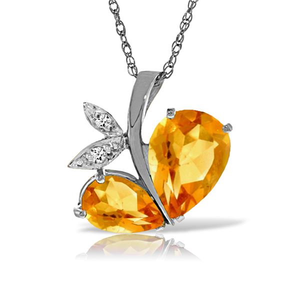 Genuine 4.06 ctw Citrine & Diamond Necklace 14KT White Gold - REF-59Y2F