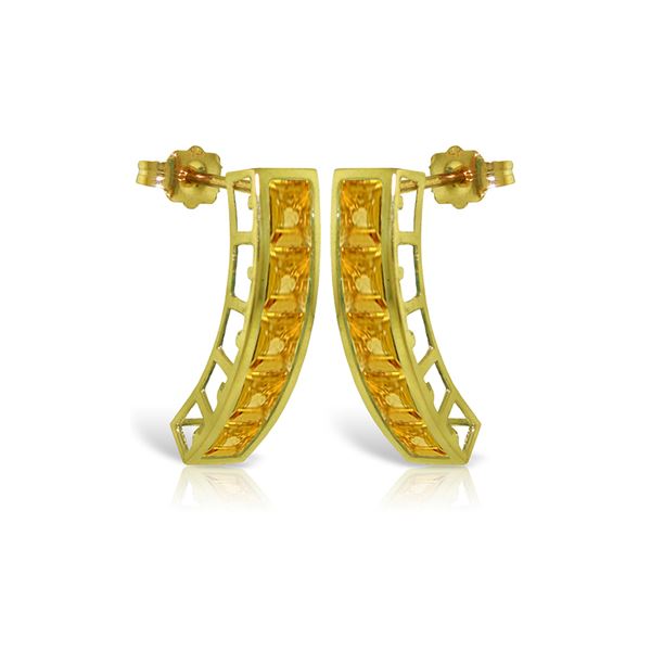 Genuine 4.5 ctw Citrine Earrings 14KT Yellow Gold - REF-38F5Z