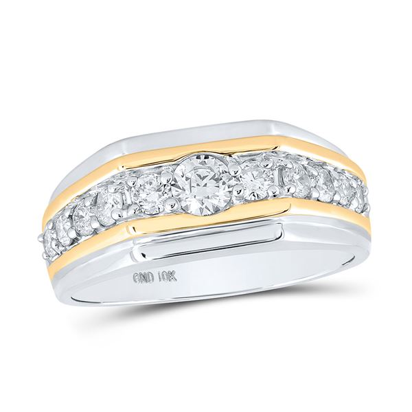 Round Diamond Flat Band Ring 1 Cttw 10KT Two-tone Gold