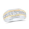 Image 1 : Round Diamond Flat Band Ring 1 Cttw 10KT Two-tone Gold