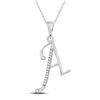 Image 1 : Round Diamond A Initial Letter Pendant 1/12 Cttw 10KT White Gold