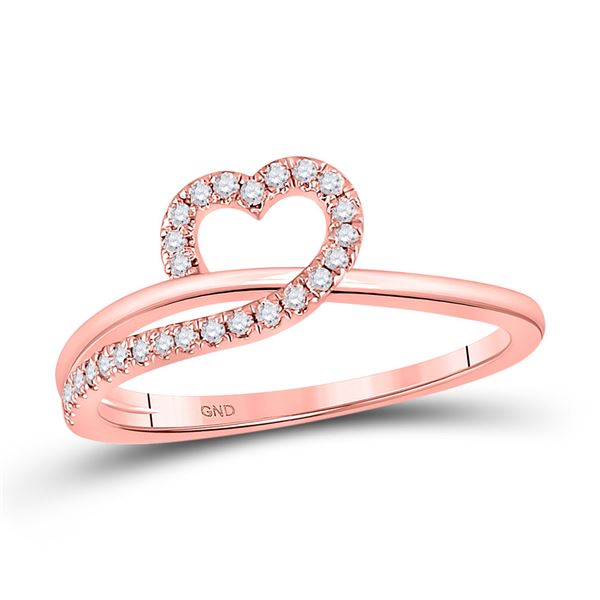 Round Diamond Heart Ring 1/6 Cttw 10KT Rose Gold
