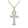 Image 1 : Round Diamond Ankh Cross Charm Pendant 1/5 Cttw 10KT Yellow Gold