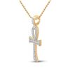 Image 2 : Round Diamond Ankh Cross Charm Pendant 1/5 Cttw 10KT Yellow Gold