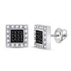 Image 1 : Round Black Color Enhanced Diamond Square Earrings 1/2 Cttw 14KT White Gold