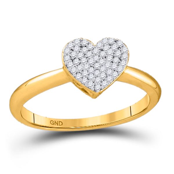 Round Diamond Heart Ring 1/6 Cttw 10KT Yellow Gold