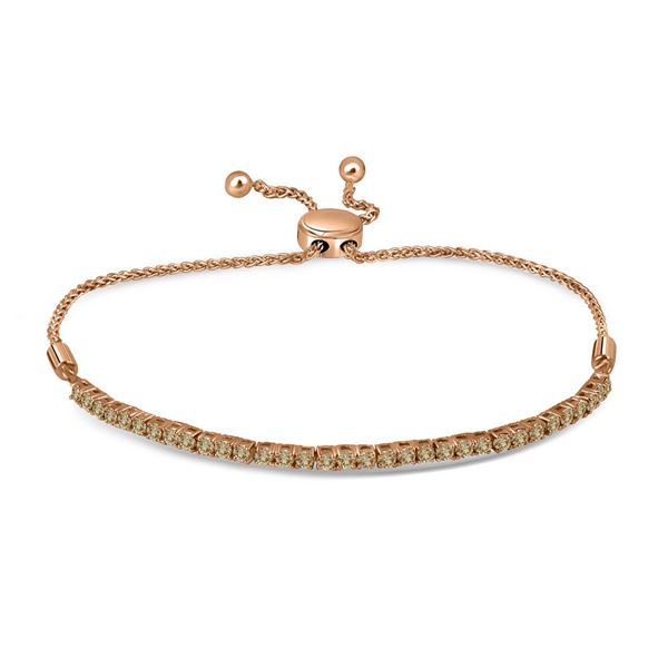 Round Brown Diamond Single Row Bolo Bracelet 2 Cttw 10KT Yellow Gold