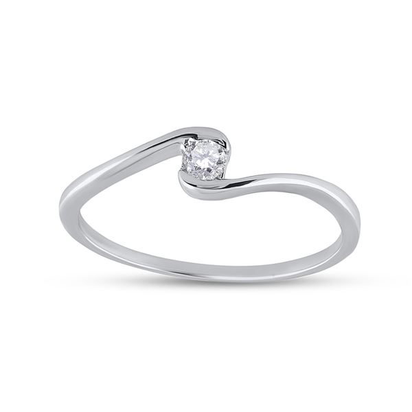 Round Diamond Solitaire Promise Ring 1/20 Cttw 10KT White Gold