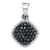 Image 1 : Round Black Color Enhanced Diamond Cluster Pendant 1/4 Cttw 10KT White Gold