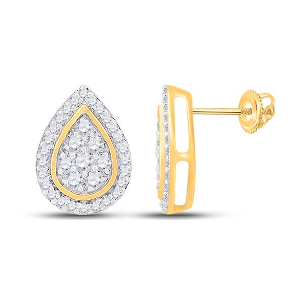 Round Diamond Teardrop Earrings 1/3 Cttw 10KT Yellow Gold