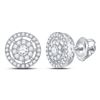 Image 1 : Round Diamond Cluster Earrings 1 Cttw 14KT White Gold