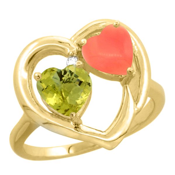 1.31 CTW Lemon Quartz & Diamond Ring 14K Yellow Gold - REF-33A2X