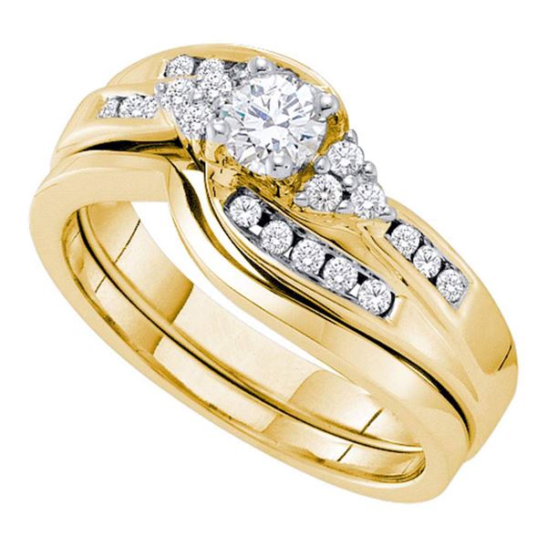 Diamond Bridal Wedding Ring Band Set 1/2 Cttw 14KT Yellow Gold