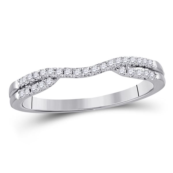 Round Diamond Contour Wrap Ring Guard Enhancer 1/6 Cttw 14KT White Gold