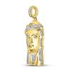 Image 2 : Round Diamond Jesus Face Charm Pendant 1/4 Cttw 10KT Yellow Gold