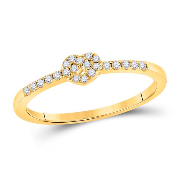 Round Diamond Heart Knot Stackable Band Ring 1/8 Cttw 10KT Yellow Gold