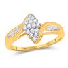 Image 1 : Round Diamond Oval Cluster Baguette Ring 1/4 Cttw 10KT Yellow Gold