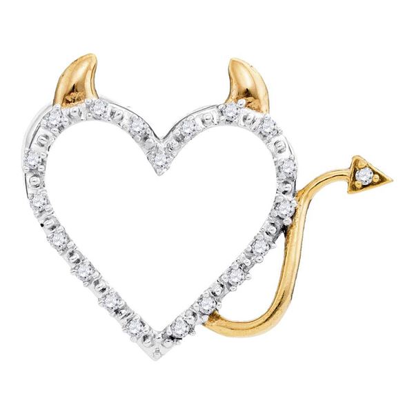 Round Diamond Angel Heart Pendant 1/20 Cttw 10KT Two-tone Gold