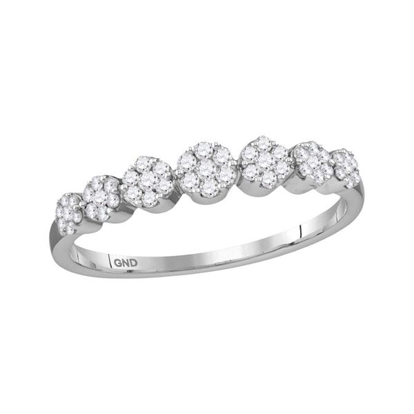 Round Diamond Flower Cluster Ring 1/4 Cttw 10KT White Gold