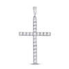 Image 1 : Round Diamond Cross Pendant 1/2 Cttw 14KT White Gold