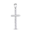 Image 2 : Round Diamond Cross Pendant 1/2 Cttw 14KT White Gold