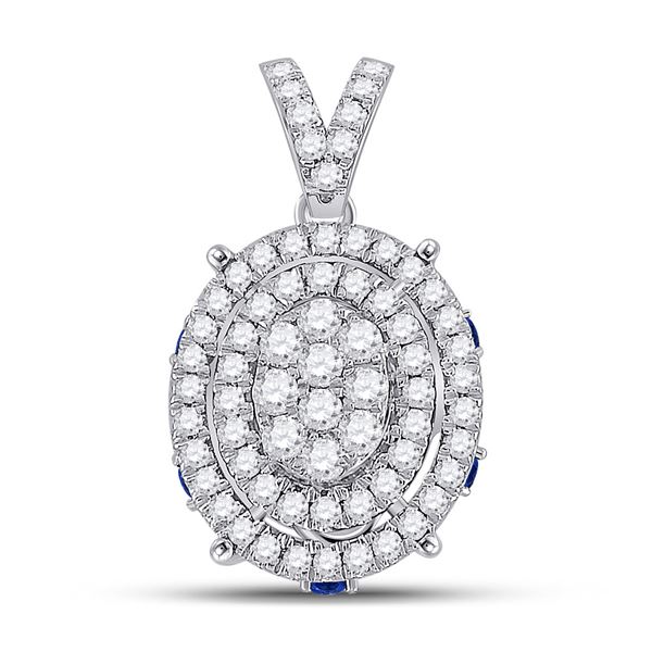 Round Diamond Oval Cluster Pendant 1/2 Cttw 14KT White Gold