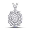 Image 1 : Round Diamond Oval Cluster Pendant 1/2 Cttw 14KT White Gold