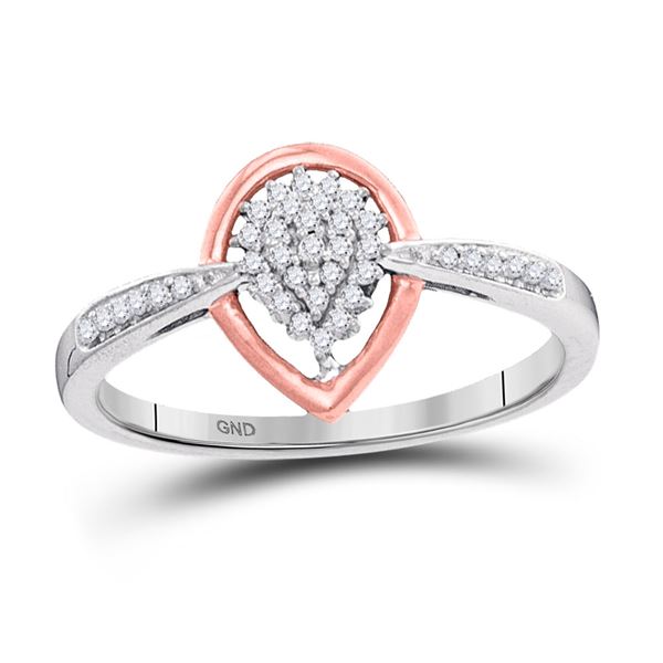 Round Diamond Teardrop Cluster Ring 1/8 Cttw 10KT Two-tone Gold
