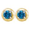Image 1 : Round Blue Color Enhanced Diamond Solitaire Stud Earrings 1/4 Cttw 10KT Yellow Gold