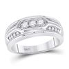Image 1 : Round Diamond 3-stone Wedding Band Ring 1/2 Cttw 14KT White Gold