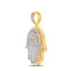 Image 2 : Baguette Diamond Hamsa Hand Charm Pendant 1-1/3 Cttw 10KT Yellow Gold