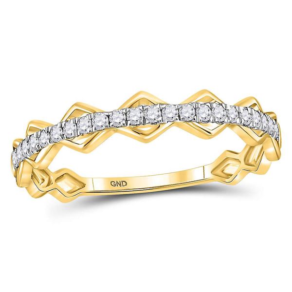 Round Diamond Link Stackable Band Ring 1/5 Cttw 10KT Yellow Gold
