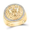 Image 1 : Round Diamond Lion Head Mane Ring 1/3 Cttw 10KT Yellow Gold