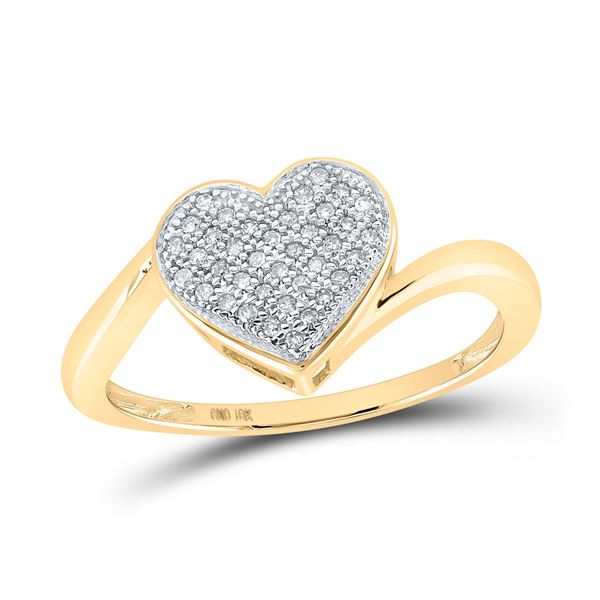 Round Diamond Heart Ring 1/10 Cttw 10KT Yellow Gold