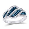 Image 1 : Round Blue Color Enhanced Diamond Fashion Ring 3/4 Cttw 10KT White Gold