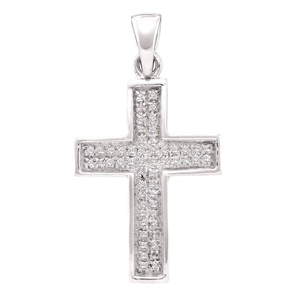 Round Diamond Cross Pendant 1/6 Cttw 10KT Yellow Gold