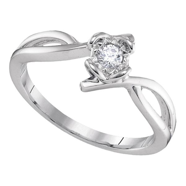 Round Diamond Solitaire Promise Ring 1/8 Cttw 10KT White Gold