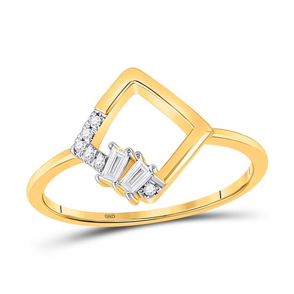 Baguette Diamond Modern Fashion Ring 1/10 Cttw 14KT Yellow Gold