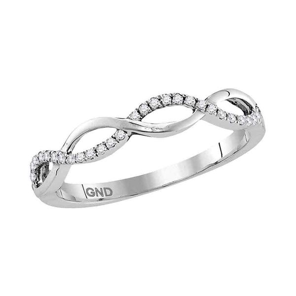 Round Diamond Twist Band Ring 1/6 Cttw 10KT White Gold