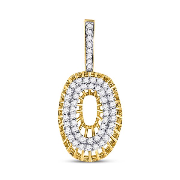 Round Diamond O Letter Charm Pendant 1 Cttw 10KT Yellow Gold
