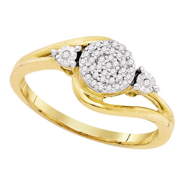 Round Diamond Concentric Cluster Ring 1/10 Cttw 10KT Yellow Gold