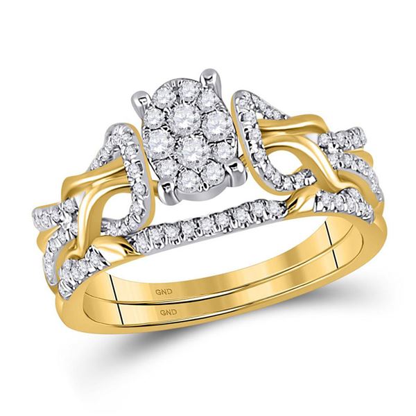 Diamond Bridal Wedding Ring Band Set 1/2 Cttw 10KT Yellow Gold
