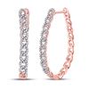 Image 1 : Round Diamond Oval Link Oblong Hoop Earrings 1/2 Cttw 10KT Rose Gold