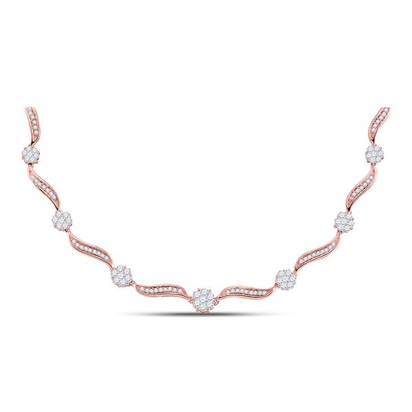 Round Diamond Cocktail Cluster Necklace 2-1/2 Cttw 14KT White Gold