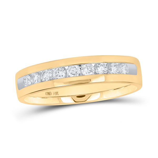 Round Diamond Single Row Channel-set Wedding Band Ring 1/2 Cttw 14KT Yellow Gold