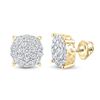 Image 1 : Round Diamond Cluster Earrings 1-1/2 Cttw 14KT Yellow Gold